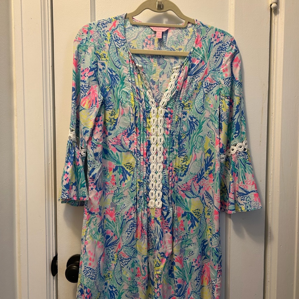 Lilly Pulitzer Hollie 3/4 sleeve tunic dress in Mermaid Cove size XS